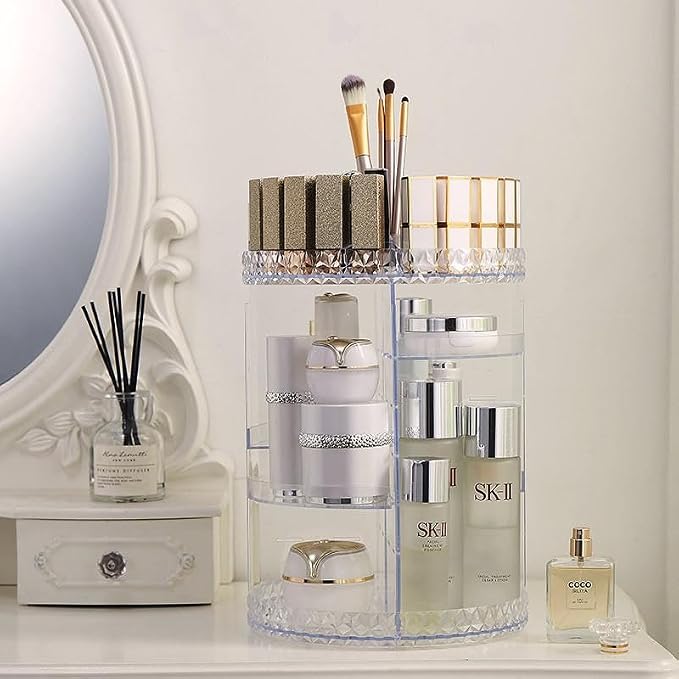 Rotating Makeup Organizer, DIY Adjustable Makeup Carousel Spinning Holder Rack - Image 2