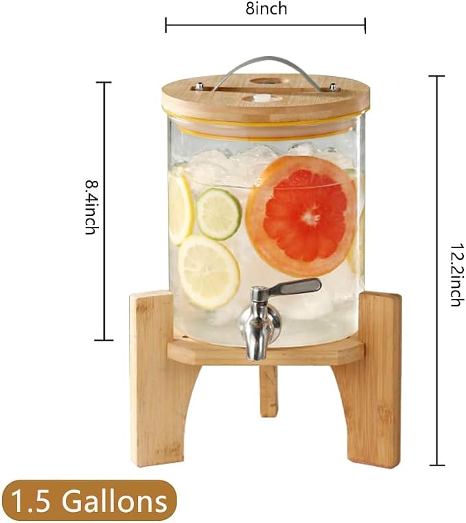 Beverage Dispenser, 1.5 Gallon Glass Drink Dispenser - Image 3