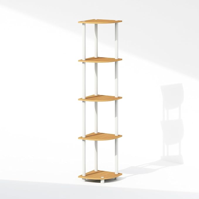 Furinno Turn-N-Tube Storage Shelves, 5-Tier Book Shelf, Corner Shelf - Image 7