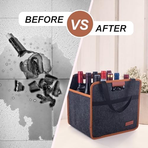 2 Pack 9 Bottle Wine Tote Bag, Insulated Thermal Padded Wine Carrier Tote - Image 4