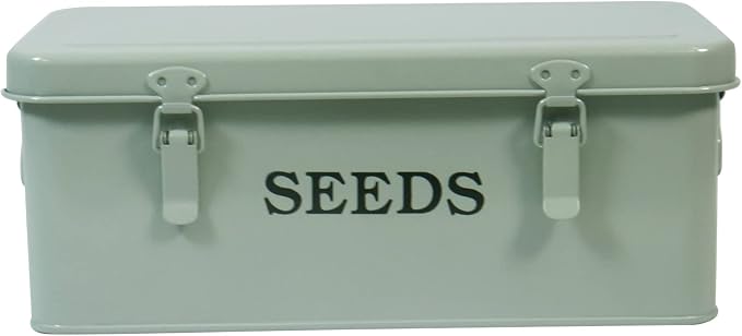 Seed Storage Box Metal Container Organizer, 4-Compartment Garden Seed Box by Gdfjiy