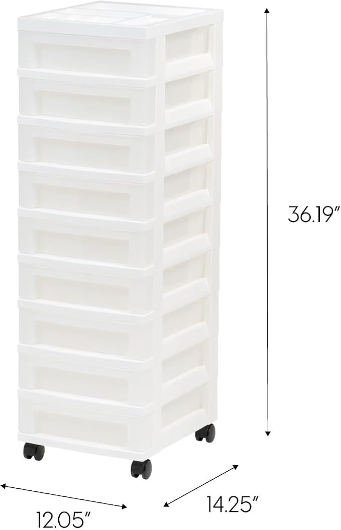9 Drawer Plastic Rolling Storage Cart - Image 3