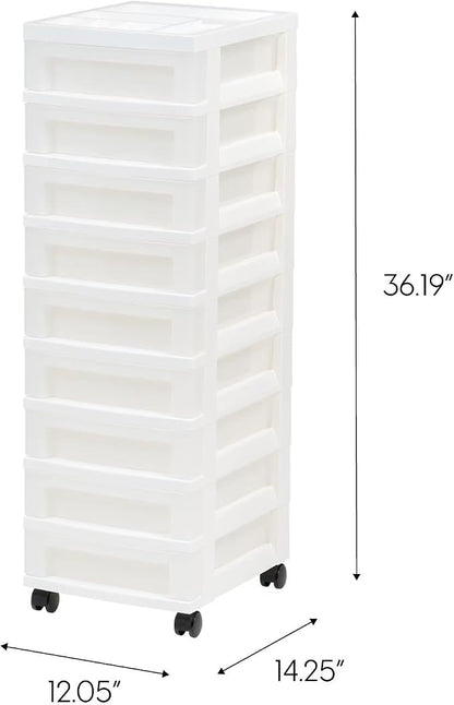 9 Drawer Plastic Rolling Storage Cart - Image 3