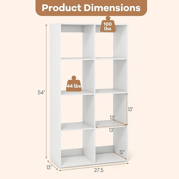 POWERSTONE 8 Cube Storage Organizer Set of 2, 4 Tier Cubby Bookshelf - Image 3
