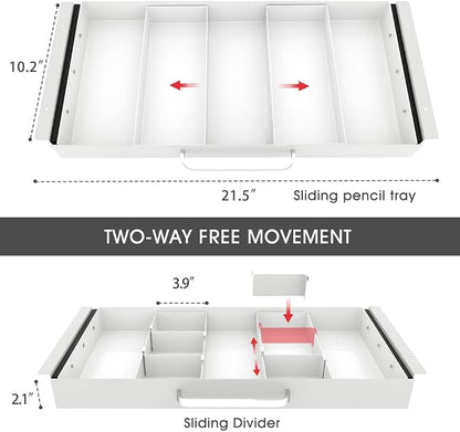 Large Size Under Desk Slide out Pencil Drawer White - Image 2