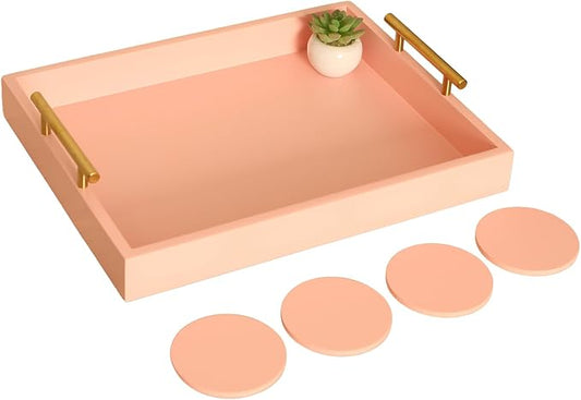 Serving Tray 16.5“X 13“ Deluxe Wooden Ottoman Tray, Food Tray by Juleduo