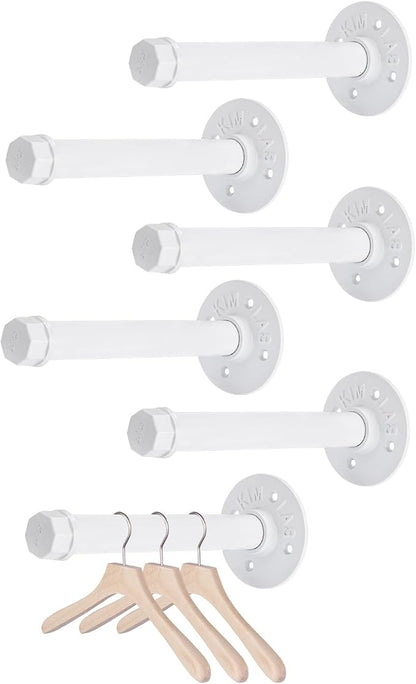 BTSKY 6 Pack Clothes Rack with Screws, 8 Inch Metal Industrial Pipe Clothes Bars by BTSKY
