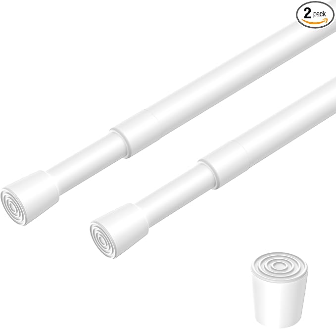 2 Pack Spring Loaded Tension Rod 27-38" Adjustable Curtain Rods No Drill by ZipGloTensionRod