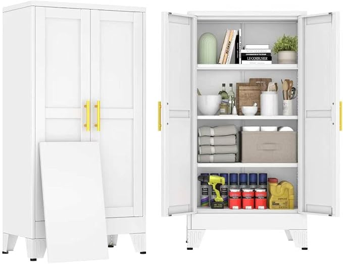47" White Metal Storage Cabinet by BAOLIWO