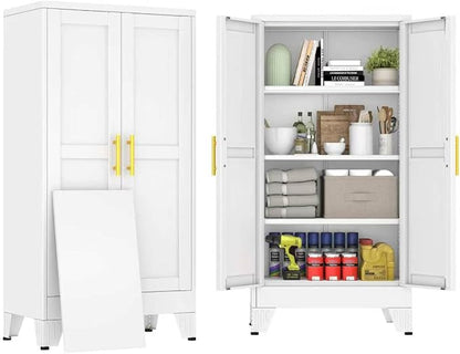 47" White Metal Storage Cabinet by BAOLIWO