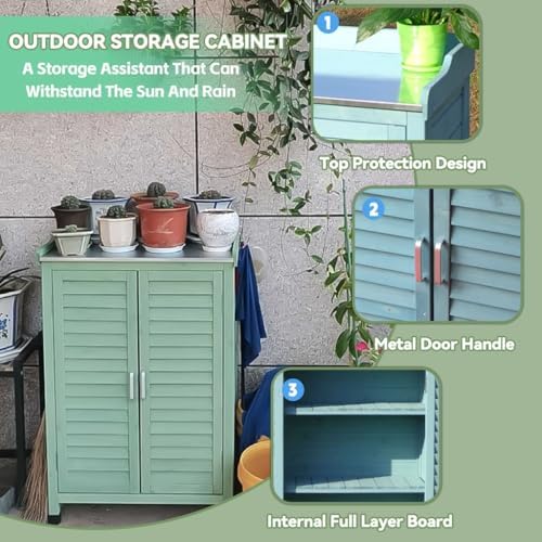 Fir Potting Bench with Galvanized Steel Top, Outdoor Work Table with Double - Image 3