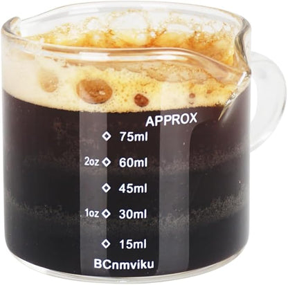 BCnmviku 1 Pack Double Spouts Measuring Triple Pitcher Milk Cup 75ML Espresso by BCnmviku