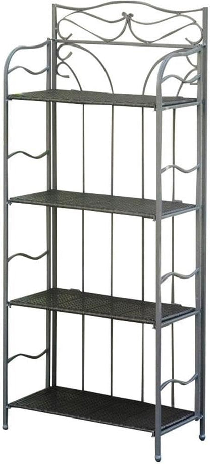 International Caravan Wicker Resin 4-Tier Folding Baker Rack - Image 3
