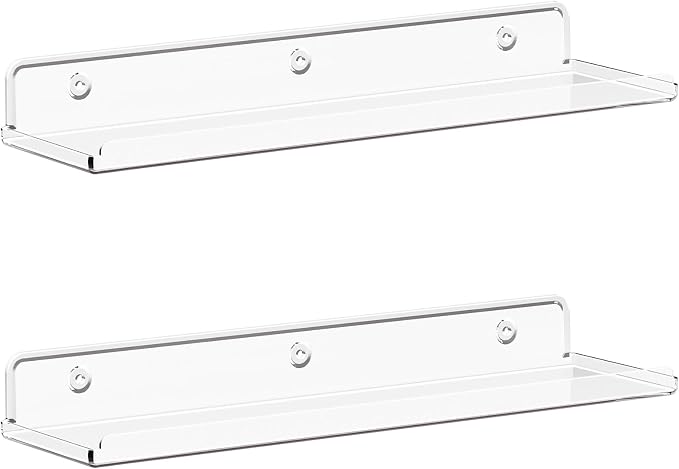 Lifewit Floating Shelves for Wall, 2 Pack 15" Clear Acrylic Shelf Room Decor by Lifewit