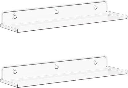 Lifewit Floating Shelves for Wall, 2 Pack 15" Clear Acrylic Shelf Room Decor by Lifewit