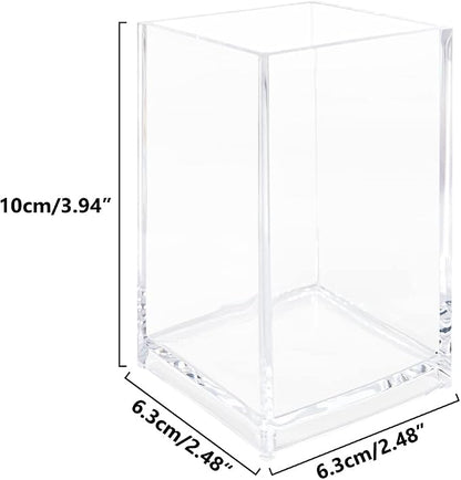 3 Pack Clear Acrylic Cosmetic Pencil Pen Holder Cup, Desk Acrylic Brushes - Image 2