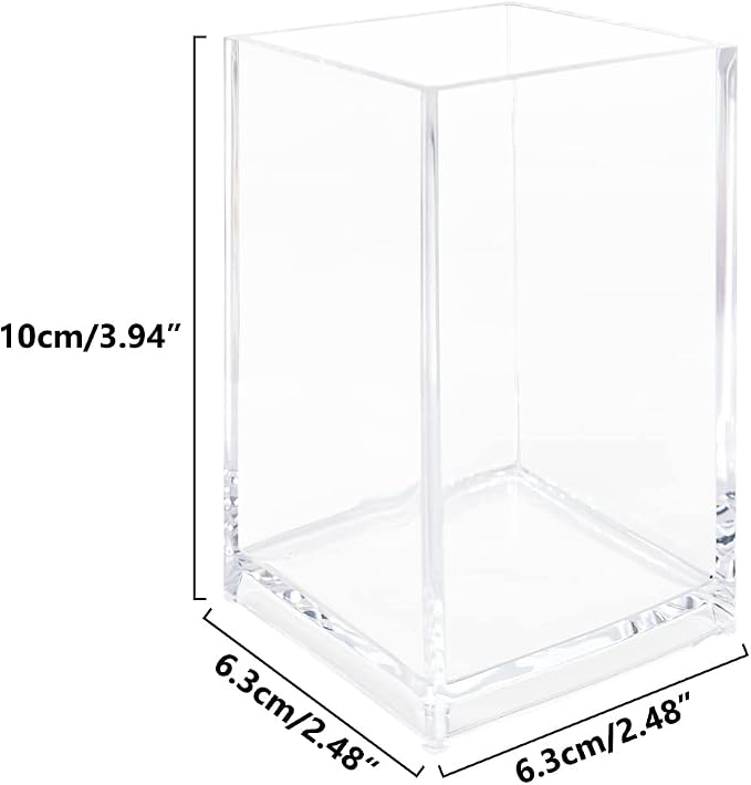 2 Pack Clear Acrylic Pencil Pen Holder Cup, Acrylic Cosmetic Brushes Storage - Image 2