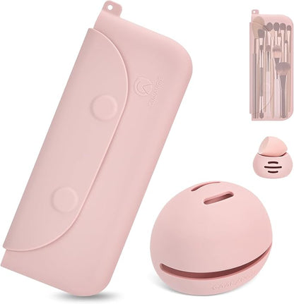 Silicone Makeup Brush Holder And Beauty Sponge Case, Travel Makeup Brush Case by COOL-ANGLE
