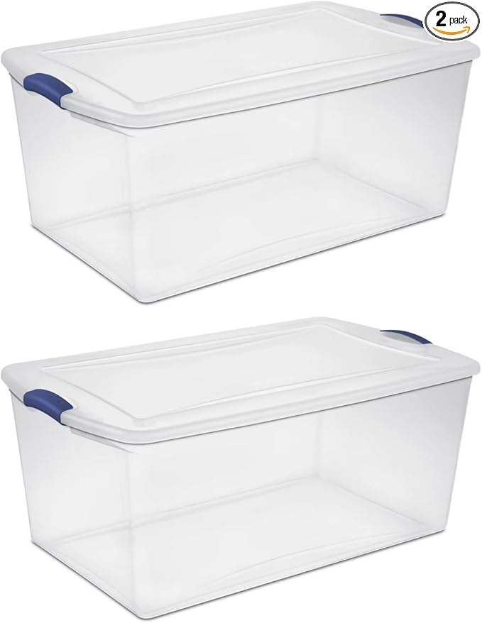 Clothes Storage Bins​ with Lids, 2 Pack, 105 Quart Clear Plastic Containers by Unknown