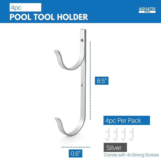Aquatix Pro Pool Pole Hanger Premium Aluminium Holder Set, Ideal Hooks - Image 4