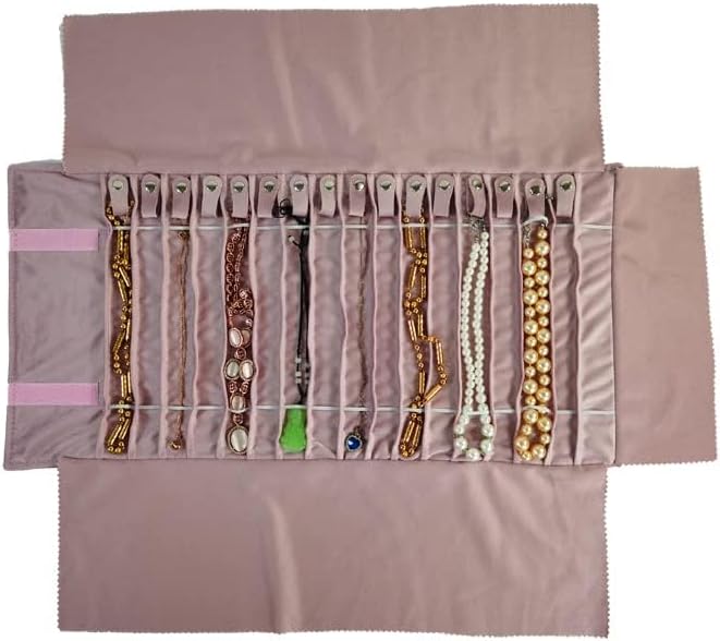 Portable Jewelry Roll Untangled Secure Necklace Travel Storage Bag Displays - Image 5