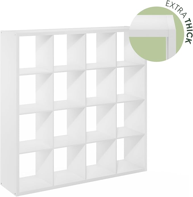 Furinno Cubicle 16-Cube Book Shelf, Extra Thick Frame Bookshelf, Reversible - Image 5