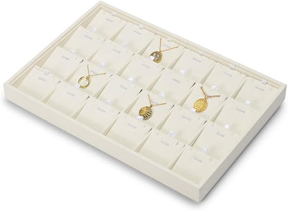 Beige Jewelry Necklace Display Tray 24 Grids Pendant Earrings Necklace - Image 5