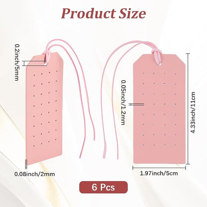6Pcs Pink Portable Leather Earring Holders Pierced Stud Display Card Organizer - Image 2