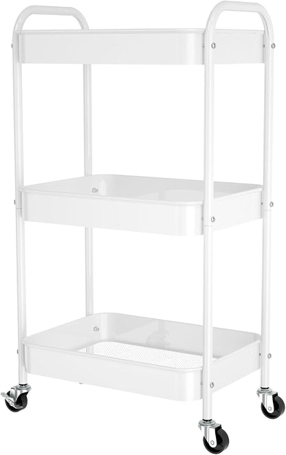 3-Tier Rolling Cart, Metal Utility Storage Carts - Image 7