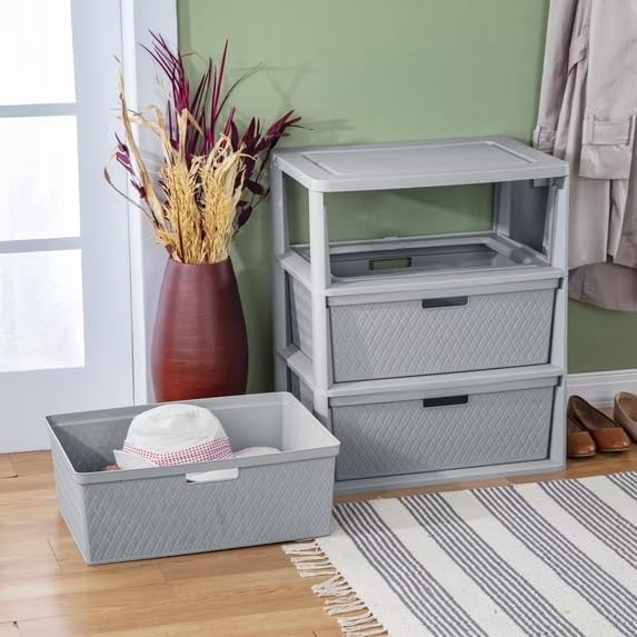 3 Drawer Wide Tower Plastic Storage Organizer - Image 2