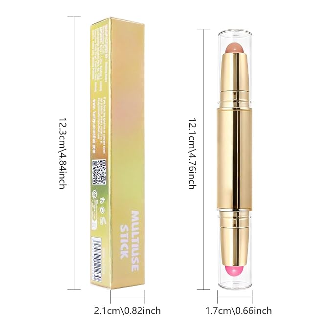 evpct 2In1 Blush Contour Multiuse Makeup Stick, Beachy Pink & Nude Creamy - Image 6