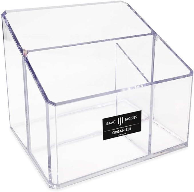 Isaac Jacobs Clear Acrylic 3-Compartment Organizer, Remote Holder & by IsaacJacobs