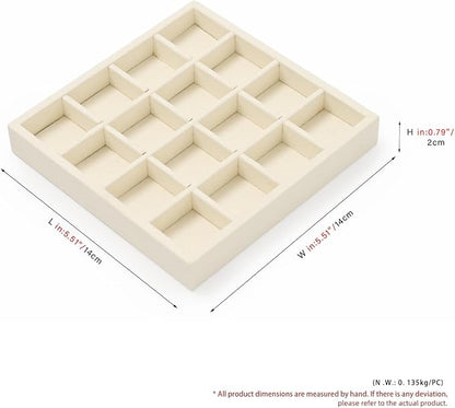 Oirlv Microfiber Stackable 16 Girds Jewelry Trays Jewelry Storage Tray Showcase - Image 8