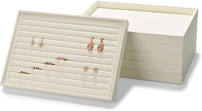 24 Grids Microfiber Jewelry Trays Ring Earrings Organizer Tray Stackable - Image 8