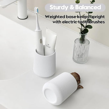 YAUKPH White Striped Toothbrush Holder - Image 4