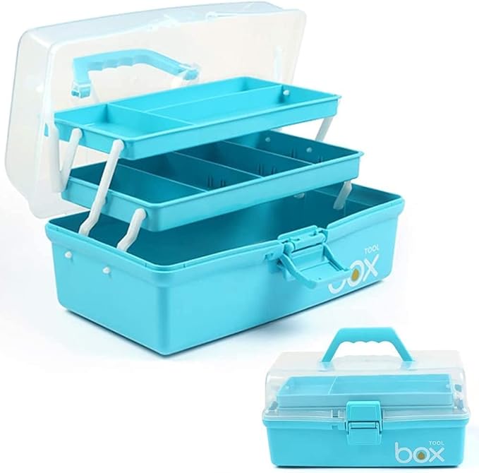 TERGOO 12in 3-Layer Plastic Craft Organizers and Storage, Portable Folding by Focusonefficientstorage