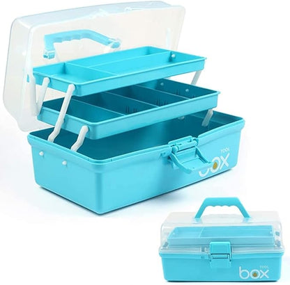 TERGOO 12in 3-Layer Plastic Craft Organizers and Storage, Portable Folding by Focusonefficientstorage