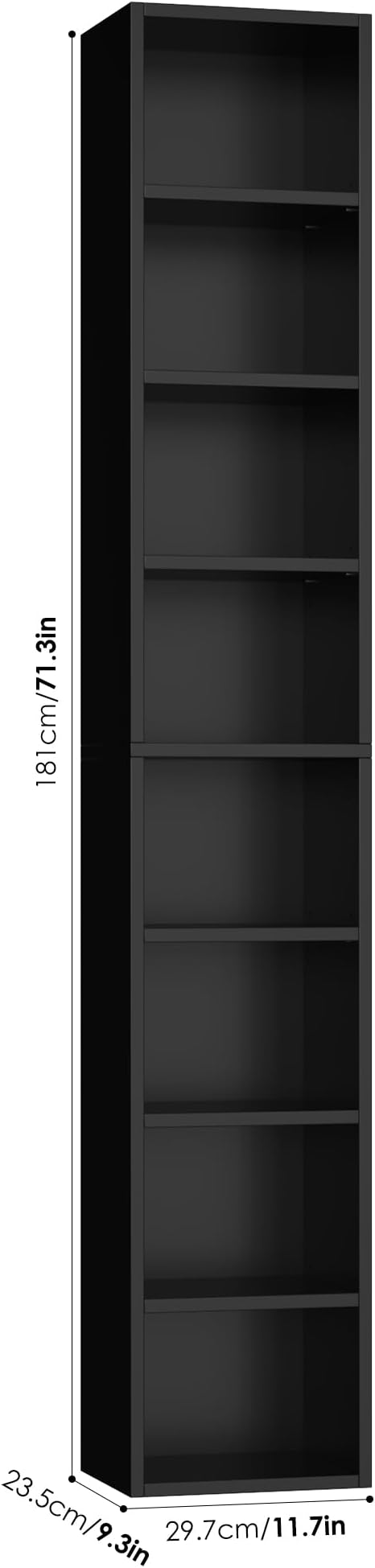 FOTOSOK Bookshelf Bookcase 8-Tier Narrow Bookshelf Tall CD Media Tower Rack | - Image 3