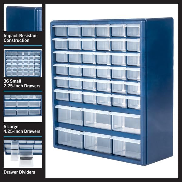 Plastic Storage Drawers – 42 Compartment Organizer – Desktop or Wall Mount - Image 4