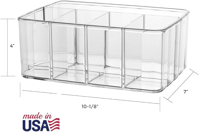 STORi 5-Compartment Clear Plastic Organizer | Rectangular Divided Makeup and - Image 3