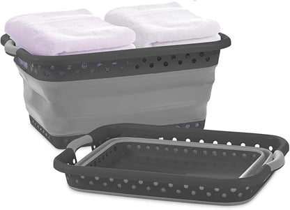 Pop & Load Collapse & Store 1 Large 25" Slim Collapsible Plastic Laundry Basket by Pop+%26+Load+Collapse+%26+Store
