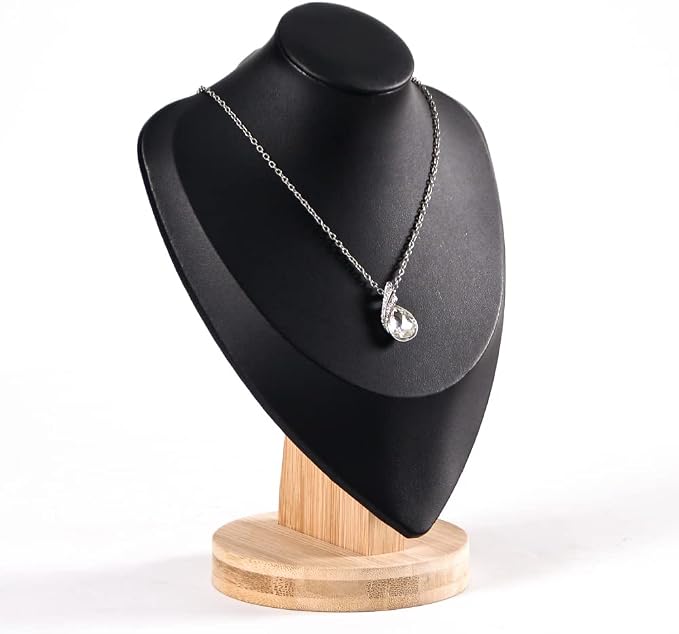 Coward 3D PU Leather Necklace Display Bamboo Chain Jewelry Model Bust Stand by FocusOnJewelryDisplay15yrs