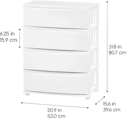 IRIS USA 4-Drawer Wide Plastic Drawer Organizer, Matte White | Organize clothing - Image 2