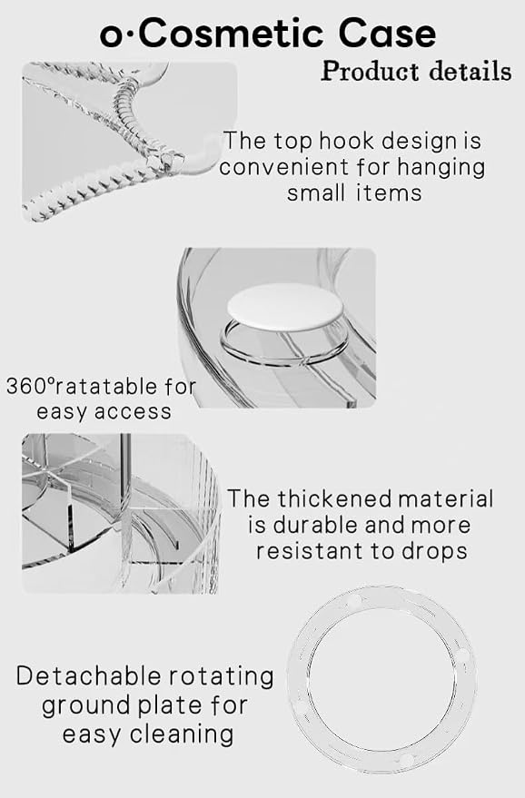 Clear Acrylic Rotating Cosmetic Organizer Umbrella Design, 360° Makeup Storage - Image 9