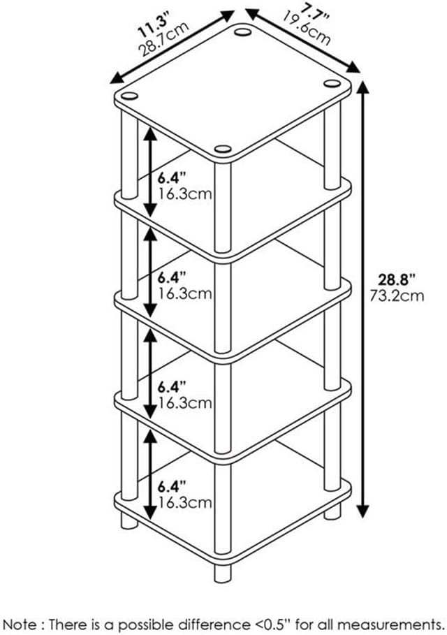 FURINNO LAci 4-Bins System Rack, Oak/Black/Light Brown - Image 3