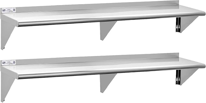 Hally Stainless Steel Shelf Wall Mounted Metal Shelf Wall Shelf 12 x 72 NSF by HallySinksTablesH