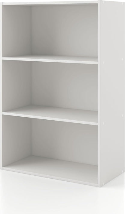 Homes: Inside + Out Apexa 3-Tier Cube Storage Organizer Shelves, Stackable Wood by HOMESInsideOut