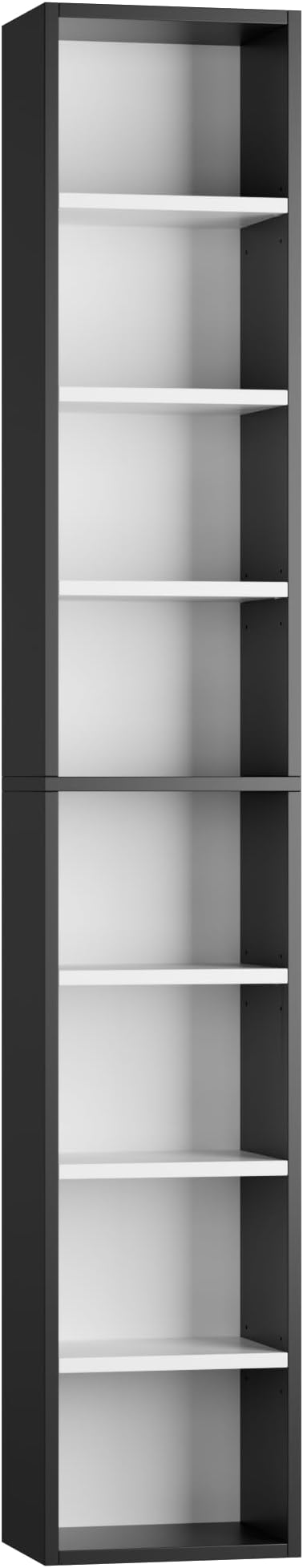 FOTOSOK Bookshelf Bookcase 8-Tier Narrow Bookshelf Tall CD Media Tower Rack | - Image 9
