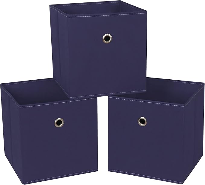 Black Foldable Storage Cubes Bins, 11 Inch Cloth Storage Cube Fabric Storage by NieEnjoy
