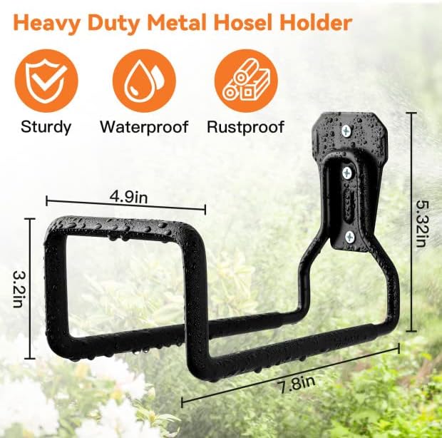Hose Holder Stand Wall Mount, Metal Water Pipe Tube Hooks Rack - Image 2